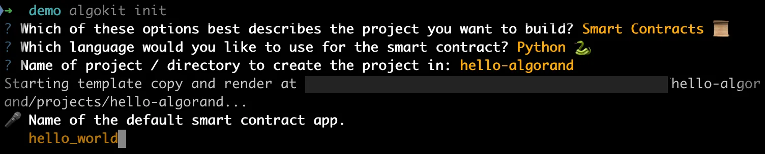 AlgoKit Init : Naming the smart contract app